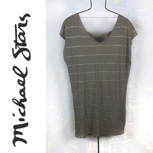 Michael Stars Studded T-shirt Dress Tunic in Olive